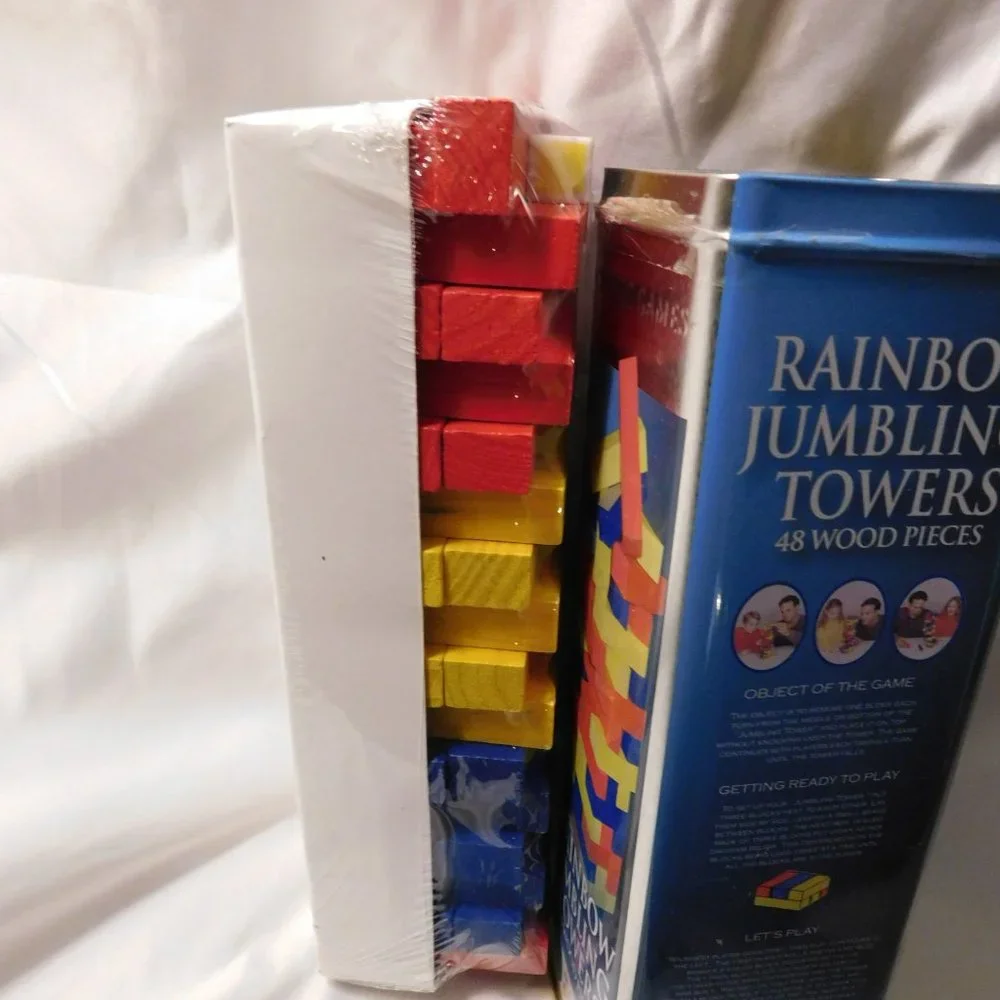 Cardinal Rainbow Jumbling Towers 48 Wood Pieces Game